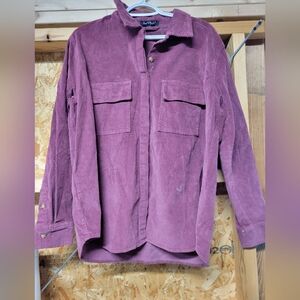Velvet Heart NWOT Wine Corduroy Button Down Shirt/Shacket Women's Size‎ Large